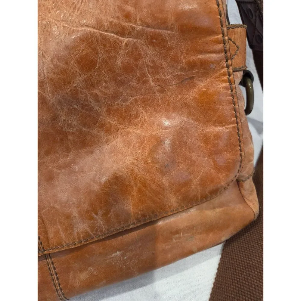 Vintage Leather Fossil Brand Messenger Bag Distressed Laptop Bag Brown